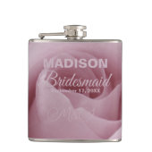 Rosa Blume Floral Bridesmaid Flachmann (Vorderseite)