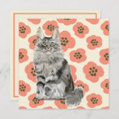 Rosa Blume Floral Wasserfarbe Grau Maine Coon Cat (Vorne/Hinten)