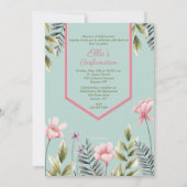 Rosa Blume Foto Bestätigung Einladung (Rückseite)