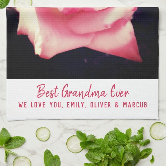 Rosa Blume Foto Bestes Oma-Script Geschirrtuch (Gefaltet)