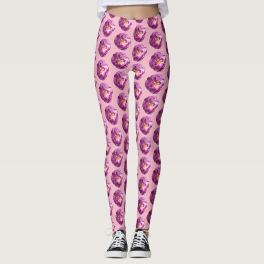 Rosa Blume Foto Custom Leggings (Vorderseite)