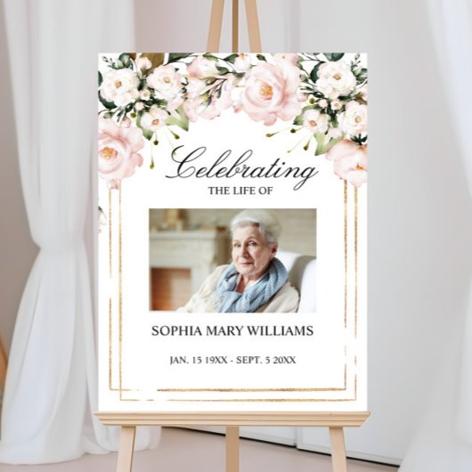 Rosa Blume Foto Gedenkfeier Beerdigung Poster