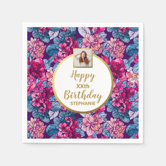 Rosa Blume, Foto, jedes Alter, Geburtsdatum Serviette (Vorderseite)