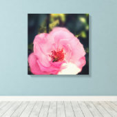 Rosa Blume Foto Wrapped Canvas Leinwanddruck (Insitu (Holzboden))