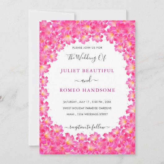Rosa Blume Frame Wedding Einladungskarte (Vorderseite)