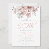 Rosa Blume Frauen 60. Geburtstag Einladung (Vorderseite)