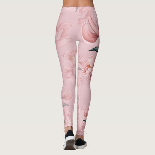 Rosa Blume Frauen Leggings (Rückseite)