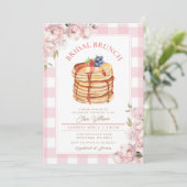 Rosa Blume Fruchtpancake Brautparty Brunch Einladung (Stehend Vorderseite)