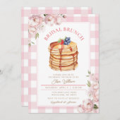 Rosa Blume Fruchtpancake Brautparty Brunch Einladung (Vorne/Hinten)