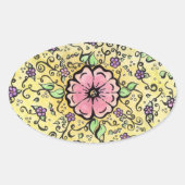 Rosa Blume - Frühjahr Ovaler Aufkleber (Vorderseite)