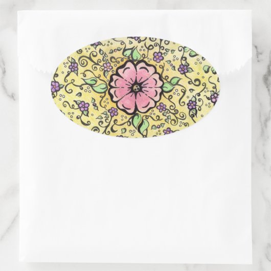 Rosa Blume - Frühjahr Ovaler Aufkleber (Tasche)