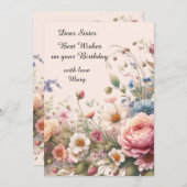 Rosa Blume für die Schwesterflatterkarte (Vorne/Hinten)