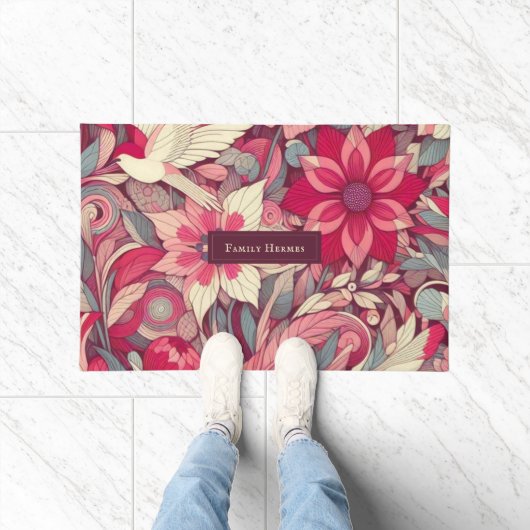 Rosa Blume Fußmatte (Indoor)