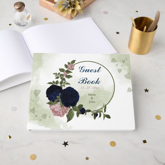 Rosa Blume Gästebuch (Vorderseite Offen)