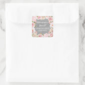 Rosa Blume Gastgeschenk-Tag Quadratischer Aufkleber (Tasche)