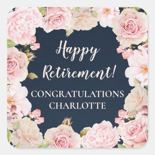 Rosa Blume Gastgeschenk-Tag Quadratischer Aufkleber (Vorderseite)