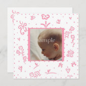 Rosa Blume Geburtsankündigung Ankündigung (Vorne/Hinten)