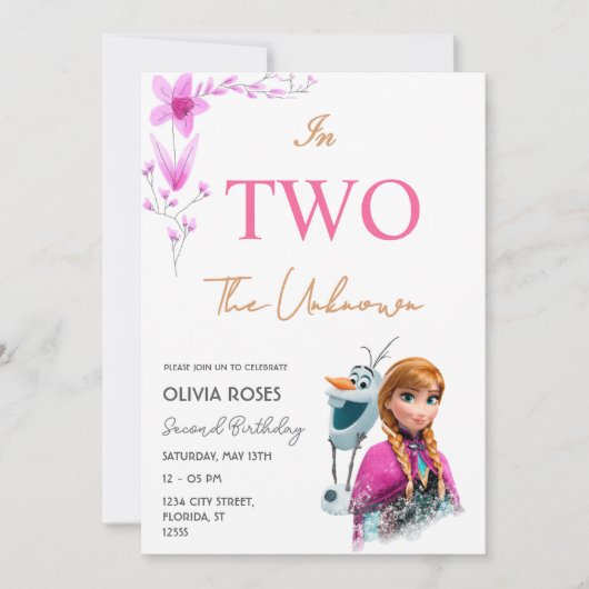 Rosa Blume Geburtstag für Kinder Einladung (Vorderseite)