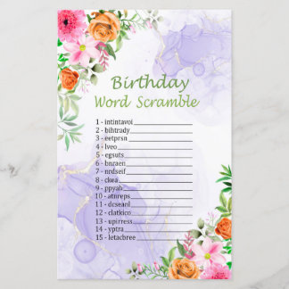 Rosa Blume Geburtstag Word Scrambing Spiel