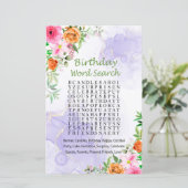 Rosa Blume Geburtstag Word Search Game (Stehend Vorderseite)