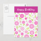 Rosa Blume Geburtstagskarte Postkarte (Vorne/Hinten)