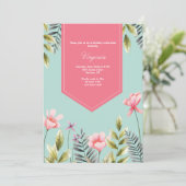 Rosa Blume Geburtstagsparty Einladung (Stehend Vorderseite)