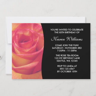 Rosa Blume Geburtstagsparty Einladung