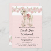 Rosa Blume Gedecktes Pferd Einladung (Vorne/Hinten)