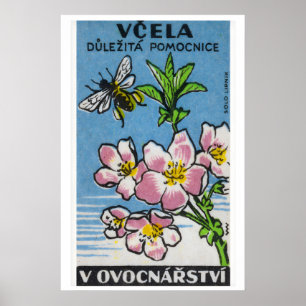 Rosa Blume Gelbe Biene - Matchbox-Druck - Tschechi Poster