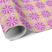 Rosa Blume Gelbe Sterne Girlanmuster-Geschenkpapie Geschenkpapier (Rolleneckpunkt)