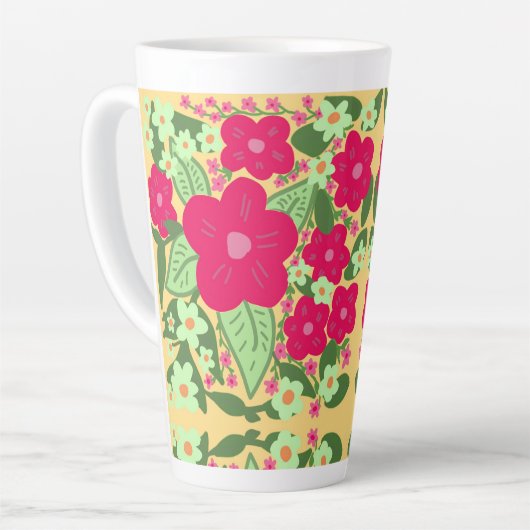 Rosa Blume gelber Aluminiumgrundwasserbehälter Milchtasse (Linke Ecke)