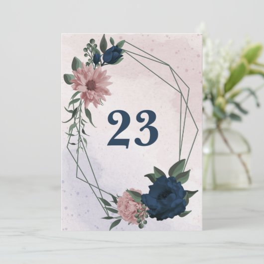 rosa Blume geometrische Tischnummer (Stehend Vorderseite)