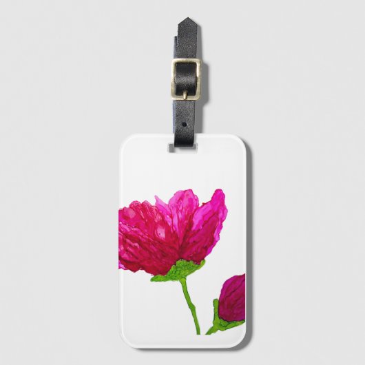 Rosa Blume Gepäckanhänger (Vorderseite Vertikal)