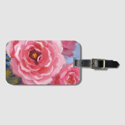 Rosa Blume Gepäckanhänger (Vorderseite (Horizontal))