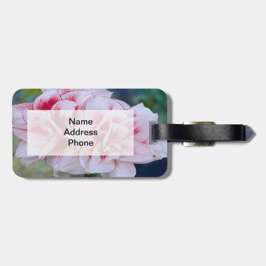 Rosa Blume Gepäckmarke Gepäckanhänger (Rückseite horizontal)