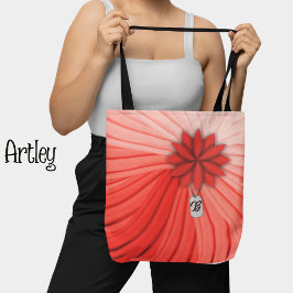 Rosa Blume gepacktes Gewebe Metal Tag Monogramm Tasche