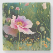 Rosa Blume Geschenkboxen Steinuntersetzer (Vorderseite)