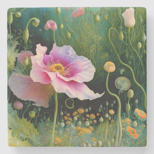 Rosa Blume Geschenkboxen Steinuntersetzer (Vorderseite)