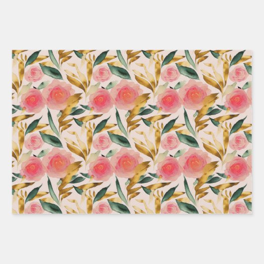 Rosa Blume Geschenkpapier Set (Vorderseite 2)