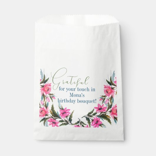 Rosa Blume Geschenktütchen (Vorderseite)