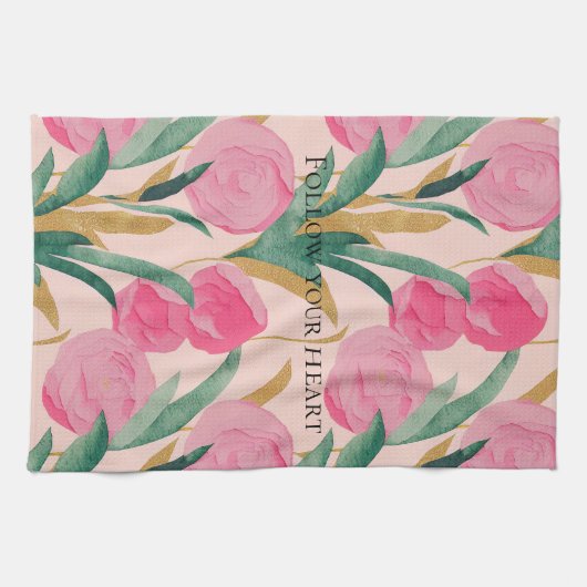 Rosa Blume Geschirrtuch (Horizontal)