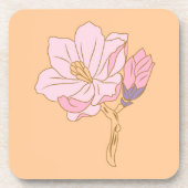 Rosa Blume Getränkeuntersetzer (Vorderseite)
