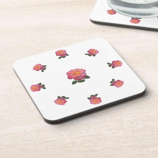 Rosa Blume Getränkeuntersetzer (Linke Seite)