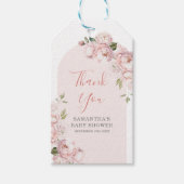 Rosa Blume Girl Baby in Bloom Danke Geschenkanhänger (Vorderseite)