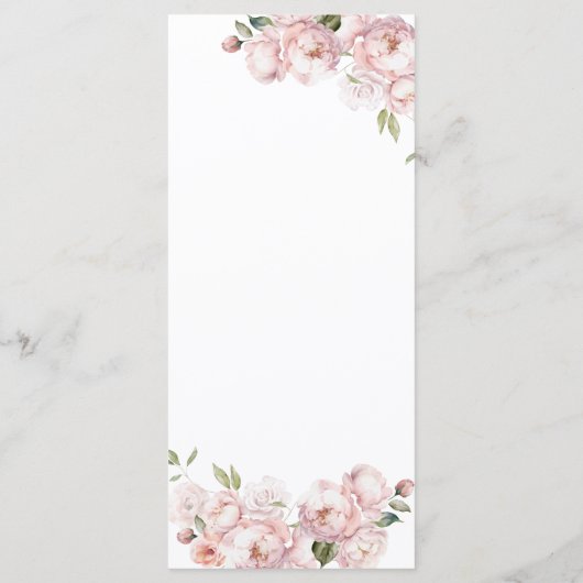 Rosa Blume Girl Baby Shower Baby im Bloom Menü Menükarte (Rückseite)