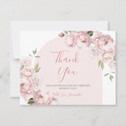 Rosa Blume Girl Baby Shower Baby in Bloom Dankeskarte (Vorderseite)