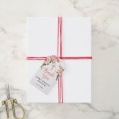 Rosa Blume Girl Baptisk Danke Geschenkanhänger (Mit Garn)