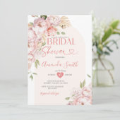 Rosa Blume Girl Brautparty Grüne Einladung (Stehend Vorderseite)