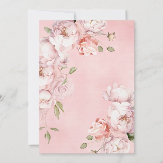 Rosa Blume Girl Brautparty Grüne Einladung (Rückseite)