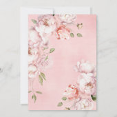 Rosa Blume Girl Brautparty Grüne Einladung (Rückseite)